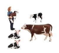 Gogogmee 5pcs Miniature Farm Cow Figurines Realistic Cattle for Educational Playset Indoor Outdoor Garden Decor DIY Fairy Landscape