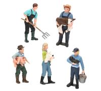 Gogogmee 5pcs Miniature Farmer Figurines Simulation Farm Model Lifelike Plastic Characters for Educational Play Desktop Decoration