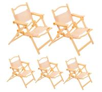 Gogogmee 5pcs Miniature Folding Beach Chairs for Role Play Lightweight Plastic Mini Deck Chairs with Easy Fold Design Compatible with Various Doll for Indoor Outdoor Camping and Beach