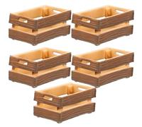 Gogogmee 5pcs Miniature Wooden Dollhouse Crates Set, Hollow Frame Mini Storage Boxes for Doll Furniture and Tiny House Decorations, Mini Scenery Model Accessories for Pretend Play