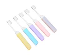 Gogogmee 5Pcs Portable Soft Bristle Folding Toothbrush Ergonomic Non-Slip Handle for Travel Camping Daily Teeth Cleaning Safe Handle Random Macaron Colors Random Color