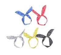 Gogogmee 5pcs Rabbit Ears Headdress Paisley Print Cloth Wire Hairband Designed for Women for Easter Party Costume Events Random Color