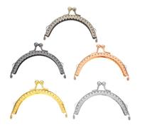 Gogogmee 5pcs Semi Circle Arch Shape Coin Bag Clasp Hardware for Purse Making DIY Craft Bag Handles and Coin Purse Projects in Gold Silver Bronze Black Light Gold