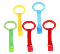Gogogmee 5pcs Standing Pull Tab Nursery Cot Rings Boy Girl Playpen Hanging Ring Boy Girl Walking Assist Tools Crib Handle Safety Random Style