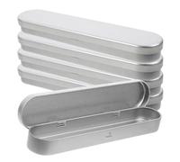 Gogogmee 5pcs Tinplate Pencil Case Box with Protection and Portable Design, Sleek Metal Pen Holder for Stationery Organization, the Go or Office Use