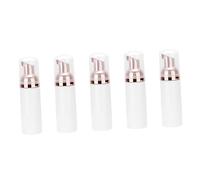 Gogogmee 5pcs Travel Foaming Bottles Refillable Liquid Dispenser Containers Pet Plastic White Bottles with Rose Gold Pump Heads for Shampoo Soap Body Wash
