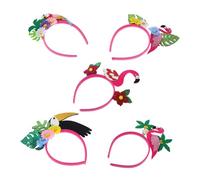 Gogogmee 5pcs Tropical Flamingo Flower Hairbands Hawaiian Luau Headwear Coconut Tree Party Accessories for Beach Celebrations Festival Hair Supplies