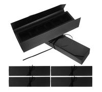 Gogogmee 6-Grid Truffle Box Black 24x5.5x3.5cm Rose Gold Chocolate Packaging Box Empty Macaron Candy Favor Set