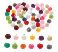 Gogogmee 60Pcs Fluffy Pom Pom Charms DIY Earring Pendants Alloy Polyester Craft Supplies for Jewelry Making Necklace Bracelet Keychain Accessories