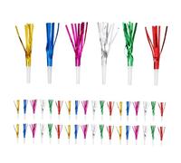 Gogogmee 60pcs Gold Glitter Noise Makers Metallic Fringed Party Blowers and Simulated Whistle Colorful Handheld Noisemakers for Birthday Graduation Year's and Sporting Events Celebration