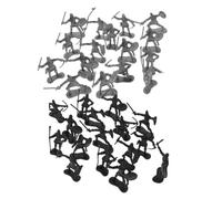Gogogmee 60Pcs Medieval Soldier Set Mini Army Men Figures Black Silver Roman Knights Detailed Plastic Models for Educational Play and Cake Decorations