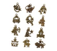 Gogogmee 60pcs Retro Twelve Zodiac Alloy Pendant for DIY Jewelry Making Vintage Style Charms for Necklace Bracelet Accessories Fine Craftsmanship Material
