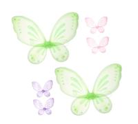 Gogogmee 6pcs Butterfly Wing Costume Single Rainbow Fairy Wings in Light Purple Pink Green Lightweight Performance Props for Dress Up Party and Photo Sessions