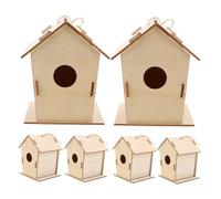 Gogogmee 6pcs DIY Wooden Bird Houses for Unfinished Hanging Birdhouse Craft Kit Paintable Nature Craft for Outdoor Garden Creative Art Exploration and Educational Activity