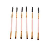 Gogogmee 6Pcs Double Ended Eyebrow Brushes with Angled and Spoolie Tips Makeup Tool for Eyelashes and Brows Natural Styling Pink for Birthday