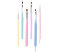 Gogogmee 6pcs Dual-ended Nail Painting Pens Nail Art Brushes Set Pastel Colors Fine Tip Dotting for Diy Manicure Home and Salon Use