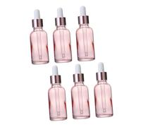 Gogogmee 6Pcs Glass Dropper Bottles with Rose Gold Ring Leakproof Refillable Essential Oil Containers for Travel and Outdoor Use Accurate Liquid Dispensing Pipette Bottles