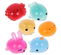 Gogogmee 6pcs Glitter Animal Squeeze Soft Stress Relief Sensory for Adults and Cute Ocean Creatures for Anxiety and Relaxation