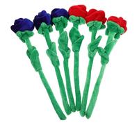 Gogogmee 6pcs Handmade Plush Roses Bouquet with Bendable Stems Soft Childfriendly Artificial Flowers for Creative Play Realistic Touch Plush Flower in Red for Home Hotel Office Decor