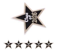 Gogogmee 6pcs Iron Star Patches Embroidered Sew Applique for Graduation Backpacks Hats Jackets Jeans Clothes Easy DIY Back Adhesive Vibrant Color Decoration
