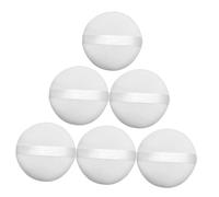 Gogogmee 6PCS Large Round Fluffy Cosmetic Powder Puff Reusable Soft Makeup Tool with Hand-stitched Ribbons for Female and Loose and Pressed Powder Application