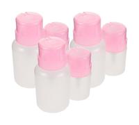 Gogogmee 6pcs Nail Polish Remover Pump Dispenser Bottle Pink Empty Push Top Container for Makeup Remover