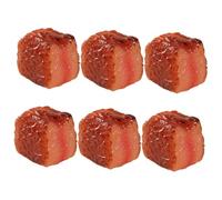 Gogogmee 6pcs Realistic Cooked Beef Cube Models for Kitchen Decoration and Photography Props Lifelike Fake Meat Blocks for Preschool Teaching Restaurant and Supermarket Display