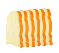 Gogogmee 6pcs Realistic Fake Bread Slices PU Material Faux Toast Props for Kitchen Decor Bakery Display Party Photography Dollhouse Miniature