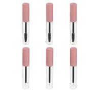 Gogogmee 6pcs Refillable Pet Mascara Tubes with Eyelash Wands and Small Shadow Tip Liner Containers for DIY Eyeliner and Lip Gloss Portable Cosmetic Bottles with Pink Caps for Travel and