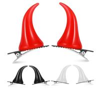 Gogogmee 6pcs Resin Demon Horn Hair Clips with Alligator Clips Halloween Costume Accessories for Adults and Lightweight and Detailed Halloween Hair Styling Companion in Black White Red