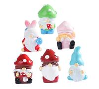 Gogogmee 6pcs Resin Miniature Gnomes Figures for Garden Fairy Ornaments Handcrafted Tiny Mushroom Head Statues for DIY Micro Landscape Home Lawn Decoration Vibrant Resin Craft