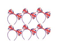 Gogogmee 6pcs Union Jack Bowknot Hair Bands British Flag Hair Hoop for Fans Comfortable Eyecatching Uk Festival Party Sports Event