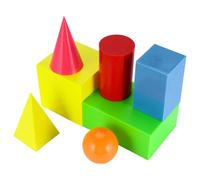 Gogogmee 7Pcs Large Geometric Building Block Educational Math Model for Early Learning DIY Shapes Sphere Cube Cylinder Prism