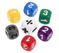 Gogogmee 7pcs Math Teaching Dice Counting Game Educational for Rounded Corners Sturdy Fall-resistant Number and Calculation Sign Cubes