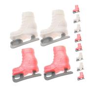 Gogogmee 8 Pairs Mini Doll Roller Skates Roller Skates Durable Decor for DIY Dollhouse Accessories Skating Decorations with White and Pink Four Wheel Shoes