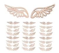 Gogogmee 80pcs Angel Wings Wood Slices Creative Wooden Chip No Hole Rustic Unfinished Wood Cutouts for DIY Painting Christmas Holiday Wedding Crafts