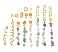 Gogogmee 80pcs Ethnic-inspired Dreadlock Jewelry with Stone Pendants Metal Braiding Rings for Braids Gentle Hair for Daily Styling Bold European American Style Accessories for Women and Men
