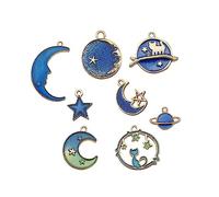 Gogogmee 8Pcs DIY Moon and Star Jewelry Parts Alloy Pendant Accessories for Handmade Necklaces Bracelets and Earrings Durable and Lightweight Jewelry Making Supplies Blue