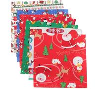 Gogogmee 8pcs Fabric for Embroidery Christmas Fat Quarters Fabric Printed Craft Christmas Quilting Patch Color Flannel Batting Checker Precut Sew Red