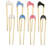 Gogogmee 8pcs French U-shaped Hair Pins for Women Multi-color Metal Hair Prongs for Updo and Bun Hairstyles Lightweight Decorative Clips for Party Wedding Everyday Use