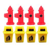 Gogogmee 8Pcs Mini Trash Can Fire Hydrant Model DIY Micro Landscape Accessories for Doll House Decoration Realistic Simulation Waste Bin Miniature Fire Hydrant