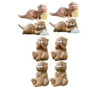 Gogogmee 8pcs Miniature Otter Figurines Animal Decor for Home Office Garden Micro Landscape Statues with Charming Details Finish Easy to Use Whimsical Mini Otters Ornaments