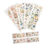 Gogogmee 9 Sheets Retro Flower Butterfly Scrapbooking Stickers Foil Decorative DIY Journal Supplies Aesthetic Journaling Materials for Crafting and Diary Decoration