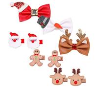 Gogogmee 9pcs Christmas Hair Clips for Girls Festive Bow Accessories Cute Designs for Holiday Parties and Family Gatherings Includes Reindeer and Snowman Styles