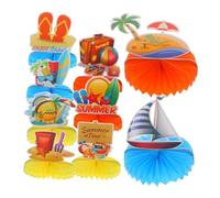 Gogogmee 9pcs Hawaiian Honeycomb Centerpieces Tropical Party Decorations for Summer Birthday Carnivals Creative Paper Fans for Tabletop and Wall Display Festive Luau Supplies