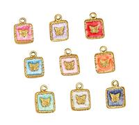 Gogogmee 9pcs Metal Butterfly Supplies Jewelry Animal Metal Pendants Enamel Colorful Butterfly Charm Enamel Pendent Necklace Pendants Charm