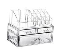 Gogogmee Acrylic Cosmetic Organizer Box with Drawers Clear Makeup Storage Container Portable Vanity Organizer for Skincare and Makeup Accessories