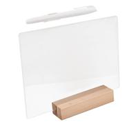 Gogogmee Acrylic Light Up Note Board with White Marker Erasable Transparent Memo Writing Board for Desktop Large with Wooden Base for Home Office School Use