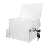 Gogogmee Acrylic Lockable Tip Jar with Slot, Small Storage Case for Bartenders and Fundraising, Donation and Suggestion Box 16x13.6x11cm for Bars and Restaurants