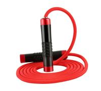 Gogogmee Adjustable Weighted Skipping Rope with Bearings Non-slip Handles for Fitness Training Adults and Cardiovascular Exercise Tool in Red Cotton Rope